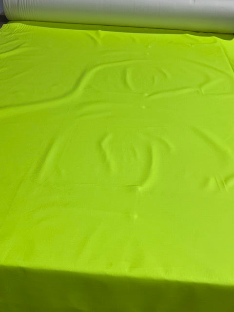 Neon Yellow Hi Vis Marine Vinyl Fabric 57" Wide Knit Back By The Yard