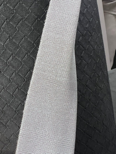 Charcoal Black Quilted Suede Foam Backed Fabric 58" Wide - Auto Upholstery