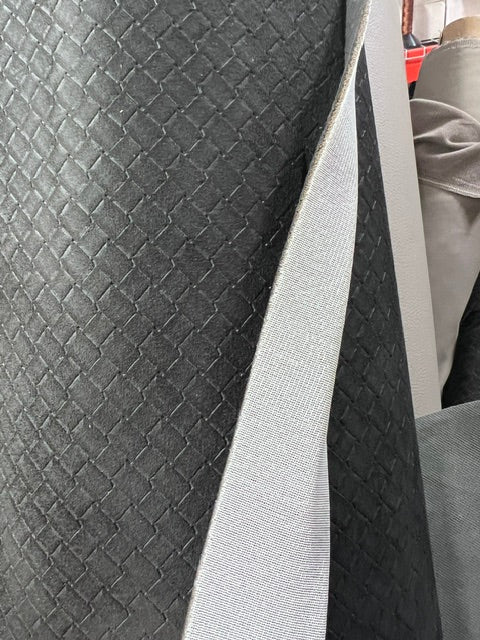 Charcoal Black Quilted Suede Foam Backed Fabric 58" Wide - Auto Upholstery