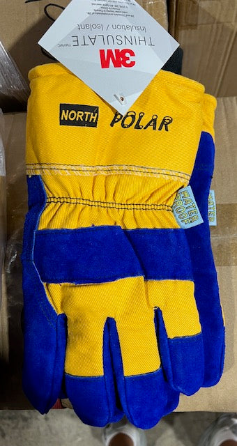 North Polar Insulated Leather Palm Work Gloves 3M Thinsulate Waterproof