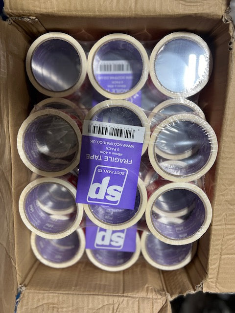 Fragile Tape Handle With Care Printed Packing Tape 48mm x 40m Red White Roll