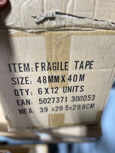 Fragile Tape Handle With Care Printed Packing Tape 48mm x 40m Red White Roll