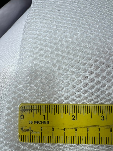 White 3D Spacer Mesh Fabric 68" Wide Air Mesh Breathable Padding By the Yard