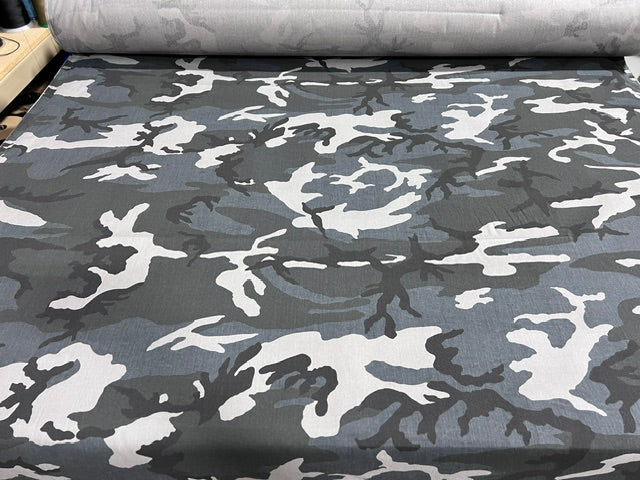 Urban Woodland Camo Heavy Weight Canvas Fabric 60" Wide Gray Black White By Yard