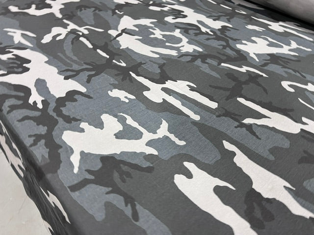Urban Woodland Camo Heavy Weight Canvas Fabric 60" Wide Gray Black White By Yard