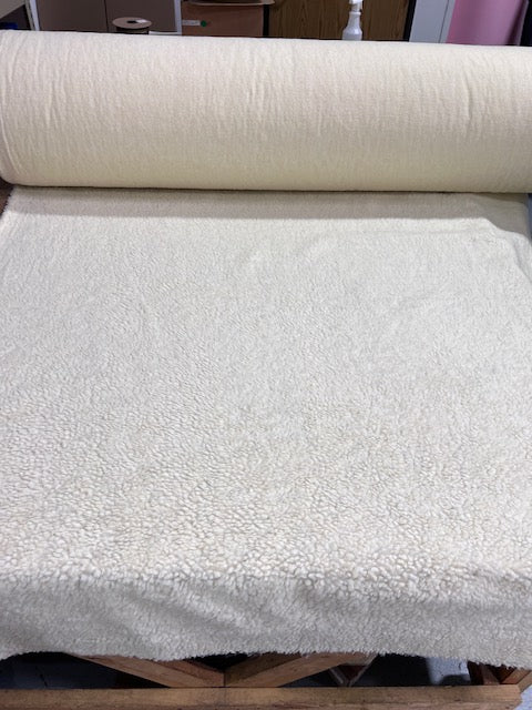 Cream Natural Sherpa Fleece Fabric Faux Sheepskin Lining 60" Wide By the Yard