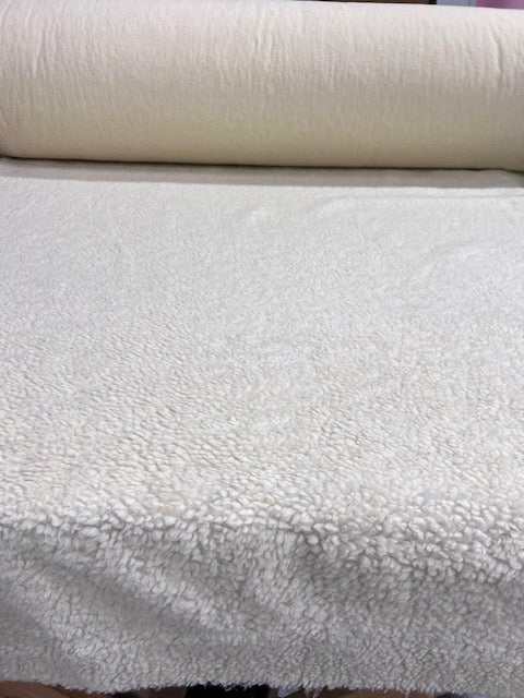 Cream Natural Sherpa Fleece Fabric Faux Sheepskin Lining 60" Wide By the Yard