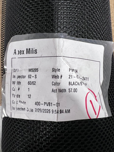 Black Tactical Molle Mesh Netting 57" Wide Apex Mills Military Knit By the Yard