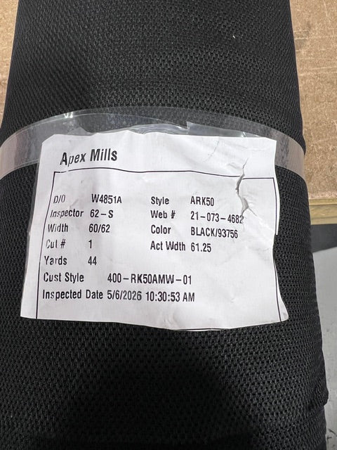 Black Antimicrobial Wicking Tactical Mesh Fabric 61" Wide Apex ARK50 By the Yard